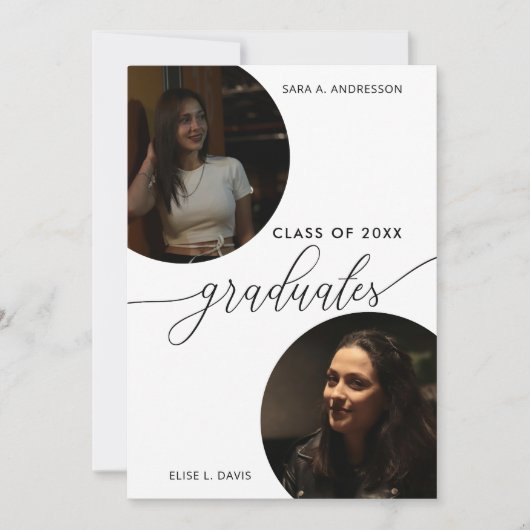 現代の二人卒業パーティー - 2025年卒業生 招待状 (正面)