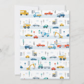 現代の交通機関 トラックと車の誕生日 招待状 (裏面)