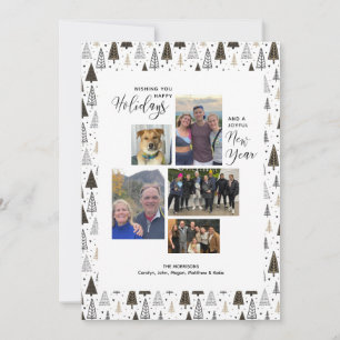 現代の休日　新年の写真コラージュ　手描き シーズンカード