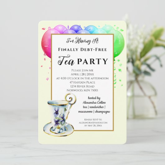 現代の借金ゼロのパーティー招待状 招待状 (スタンド正面)