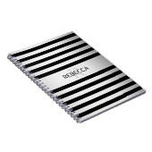 現代の偽シルバーオンブレストライプ & ブラック ノートブック (右側)