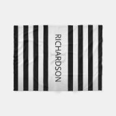 現代の偽銀オンブレストライプ & ブラック フリースブランケット (正面(横))