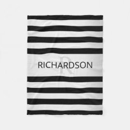 現代の偽銀オンブレストライプ & ブラック フリースブランケット