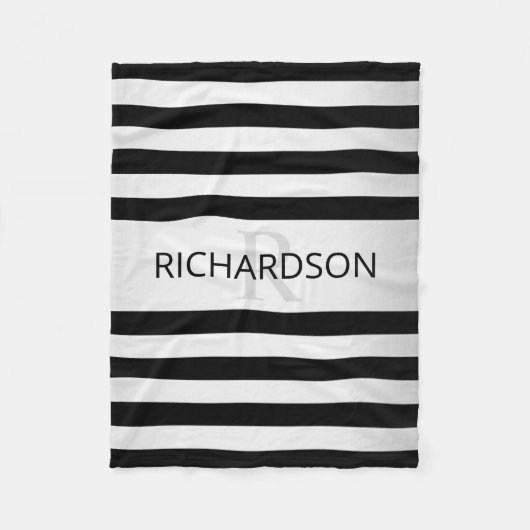 現代の偽銀オンブレストライプ & ブラック フリースブランケット (正面)