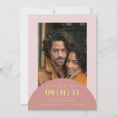 現代の写真で結婚式の日を保存するカード 招待状 (正面)