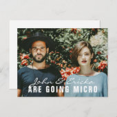 現代の写真を使ったマイクロウェディングの縮小発表 インビテーションポストカード (正面/裏面)