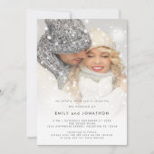  現代の写真オーバーレイQRクリスマスウェディング  招待状 (正面)