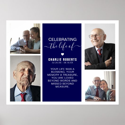 現代の写真グリッド追悼 | 葬儀 ポスター (正面)