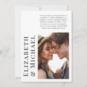 現代の写真付きポストエロープメントウェディングレセプション 招待状 (正面)