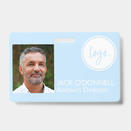 現代の写真付き身分証明書のビジネス ロゴ 青 バッジ