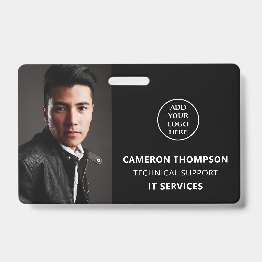 現代の写真付きID スタッフ名 職務 会社ロゴ バッジ (正面)