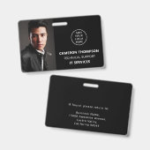 現代の写真付きID スタッフ名 職務 会社ロゴ バッジ (正面＆裏面)