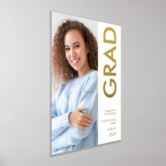 現代の写真名 クラス 2025 卒業リアル 箔ポスター (レイダウン)
