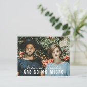 現代の写真 マイクロウェディング 縮小発表 インビテーションポストカード (スタンド正面)