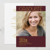 現代の写真 モロンとゴールドの卒業パーティー 招待状 (正面/裏面)