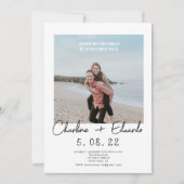 現代の写真 手書きのウェディング 招待状 (正面)