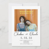 現代の写真 手書きの結婚式 招待状 (正面)