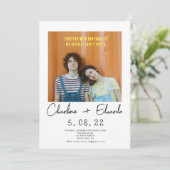 現代の写真 手書きの結婚式 招待状 (スタンド正面)