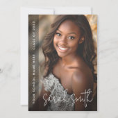 現代の写真 黒の卒業パーティー 招待状 (正面)