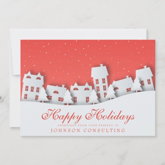 現代の冬の風景 | ホリデー・グリーティングズ シーズンカード (正面)