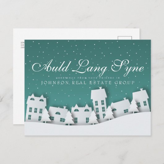 現代の冬の風景 | 新年のご挨拶 ポストカード (正面/裏面)