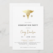 現代の医学部卒業パーティー招待状 招待状 (正面/裏面)