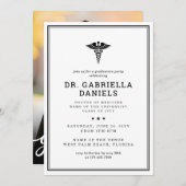 現代の医科大学卒業写真 卒業式 招待状 (正面/裏面)