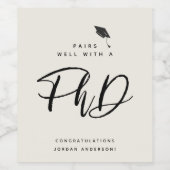 現代の卒業スクリプトおめでとうPHD ワインラベル (シングルラベル)