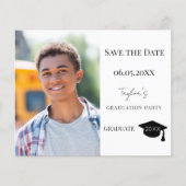 現代の卒業パーティーの男の予算を節約する Save the Date チラシ (正面)
