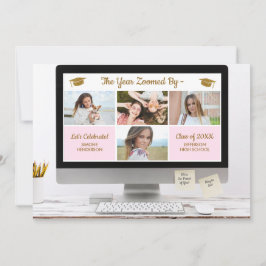 現代の卒業写真コラージュ 面白い卒業パーティー 招待状