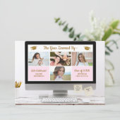 現代の卒業写真コラージュ 面白い卒業パーティー 招待状 (スタンド正面)