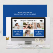 現代の卒業写真コラージュ 面白い卒業パーティー 招待状 (正面/裏面)