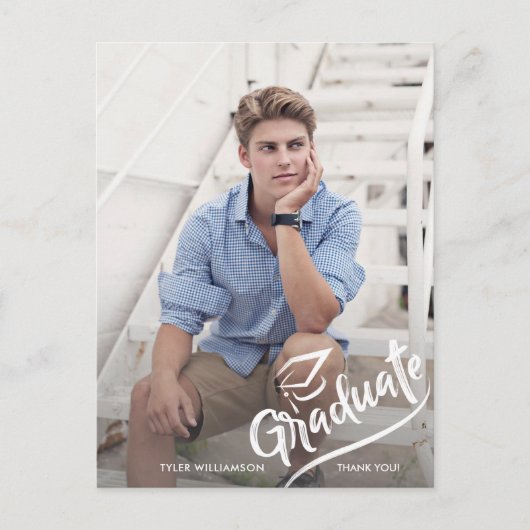 現代の卒業写真 卒業パーティー 感謝 ポストカード (正面)