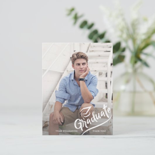 現代の卒業写真 卒業パーティー 感謝 ポストカード (スタンド正面)
