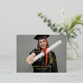 現代の卒業写真 卒業感謝カード 箔招待状ポストカード (立ち正面)