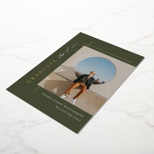 現代の卒業写真 箔招待状 (回転した状態)