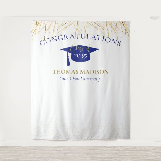 現代の卒業式用フェイクストリーマー背景 タペストリー (正面)