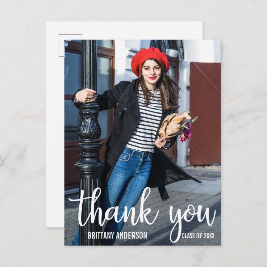 現代の卒業感謝写真(裏面白) ポストカード (正面/裏面)