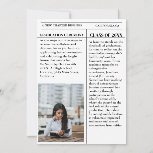 現代の卒業新聞 大学/短大 招待状 (裏面)