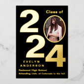 現代の卒業発表 & パーティ招待状 箔招待状 (正面)