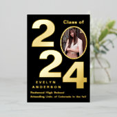 現代の卒業発表 & パーティ招待状 箔招待状 (立ち正面)