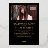 現代の卒業発表 & パーティ招待状 箔招待状 (裏面)