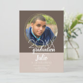 現代の卒業祝賀会ツートン写真 招待状 (スタンド正面)