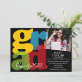 現代の卒業2枚写真 卒業パーティー招待状 招待状 (スタンド正面)
