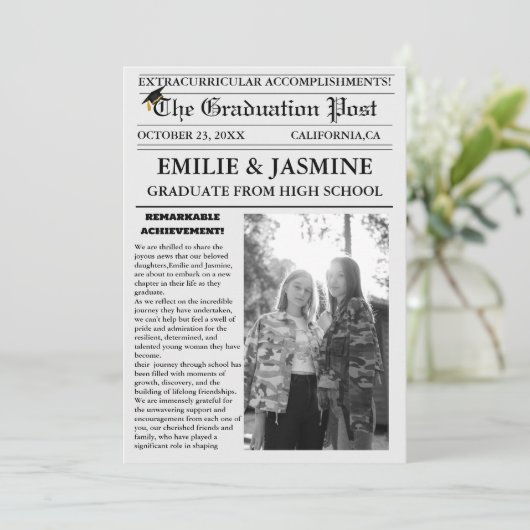 現代の双子 卒業新聞 高校 招待状 (スタンド正面)