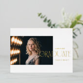 現代の台本付き2023年卒業生発表 箔招待状 (立ち正面)