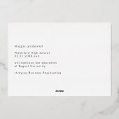 現代の台本付き2023年卒業生発表 箔招待状 (裏面)