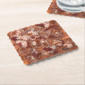 現代の喜びの燃えたオレンジ色の蝶の刺繍 ペーパーコースター (アングル)