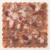 現代の喜びの燃えたオレンジ色の蝶の刺繍 ペーパーコースター (正面)