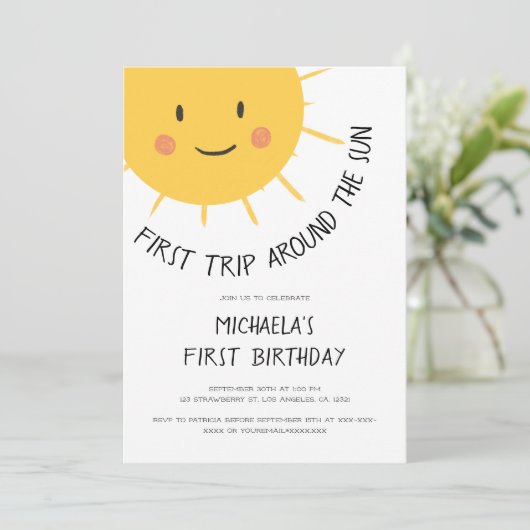 現代の太陽を一周する初めての1歳の誕生日 招待状 (スタンド正面)